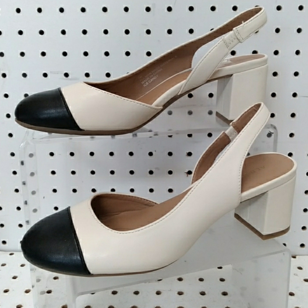 AEROSOLES Two-tone Sandals 2" Low Block Heel Pump Slingback Close-toe